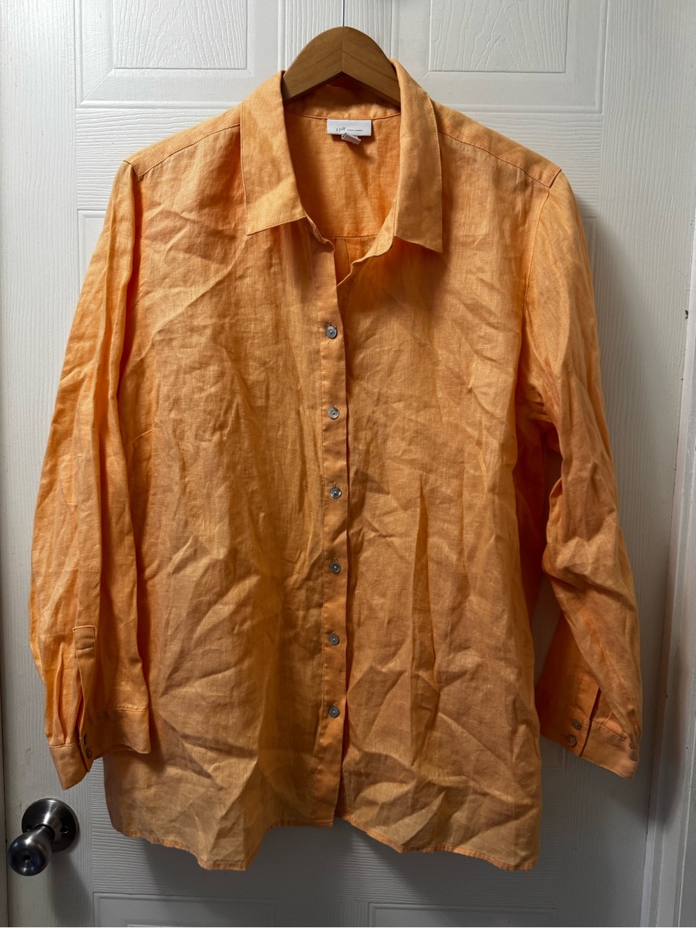 J. Jill Light Orange Long-Sleeve Button-Down Shirt
